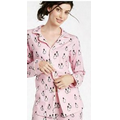 Pink Penguins on Parade Women's Stretch Long Sleeve Classic Pajamas (2 Piece)